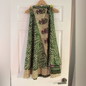Reversible OS Green and Cream Patterned Dress